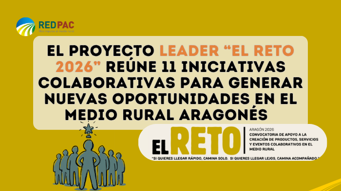 El proyecto de cooperación LEADER “El Reto 2026” reúne 11 iniciativas colaborativas para generar nuevas oportunidades en el medio rural aragonés El proyecto de cooperación LEADER “El Reto 2026” reúne 11 iniciativas colaborativas para generar nuevas oportunidades en el medio rural aragonés El proyecto de cooperación LEADER “El Reto 2026” reúne 11 iniciativas colaborativas para generar nuevas oportunidades en el medio rural aragonés El proyecto de cooperación LEADER “El Reto 2026” reúne 11 iniciativas colabor
